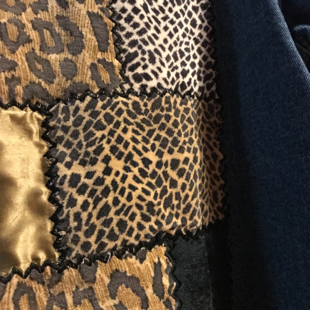 Denim Jean Jacket Cheetah Print Large Designer Boutique Final Sale - Picture 9 of 16